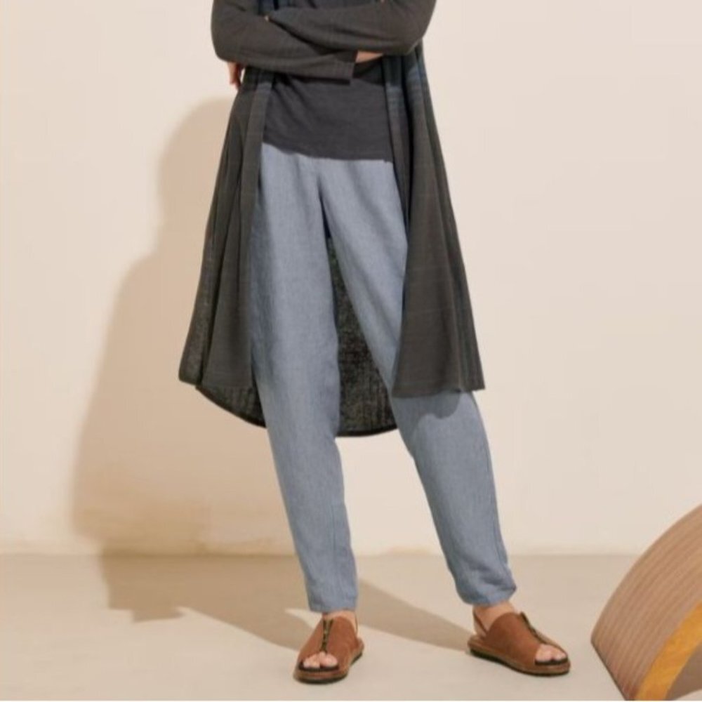 Poetry High-twist délavé linen TAPERED TROUSERS in Soft‎ Denim - Size US 4